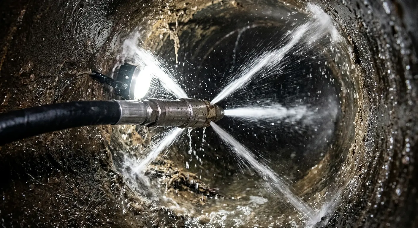 High-pressure hydro jetting nozzle cleaning sewer pipe for Storm Drain Cleaning in Litchfield